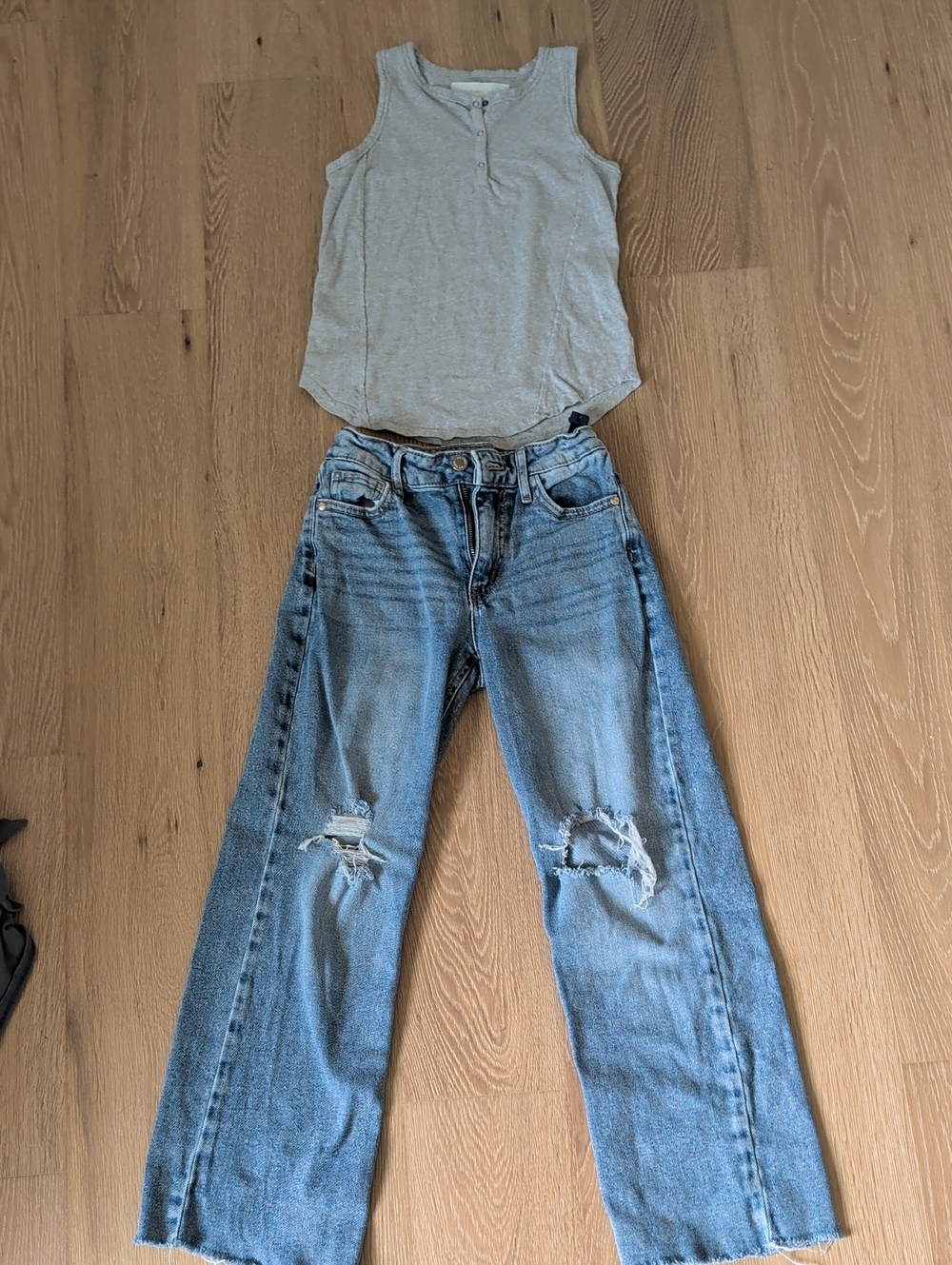 Light Blue Distressed Wide-Leg Jeans